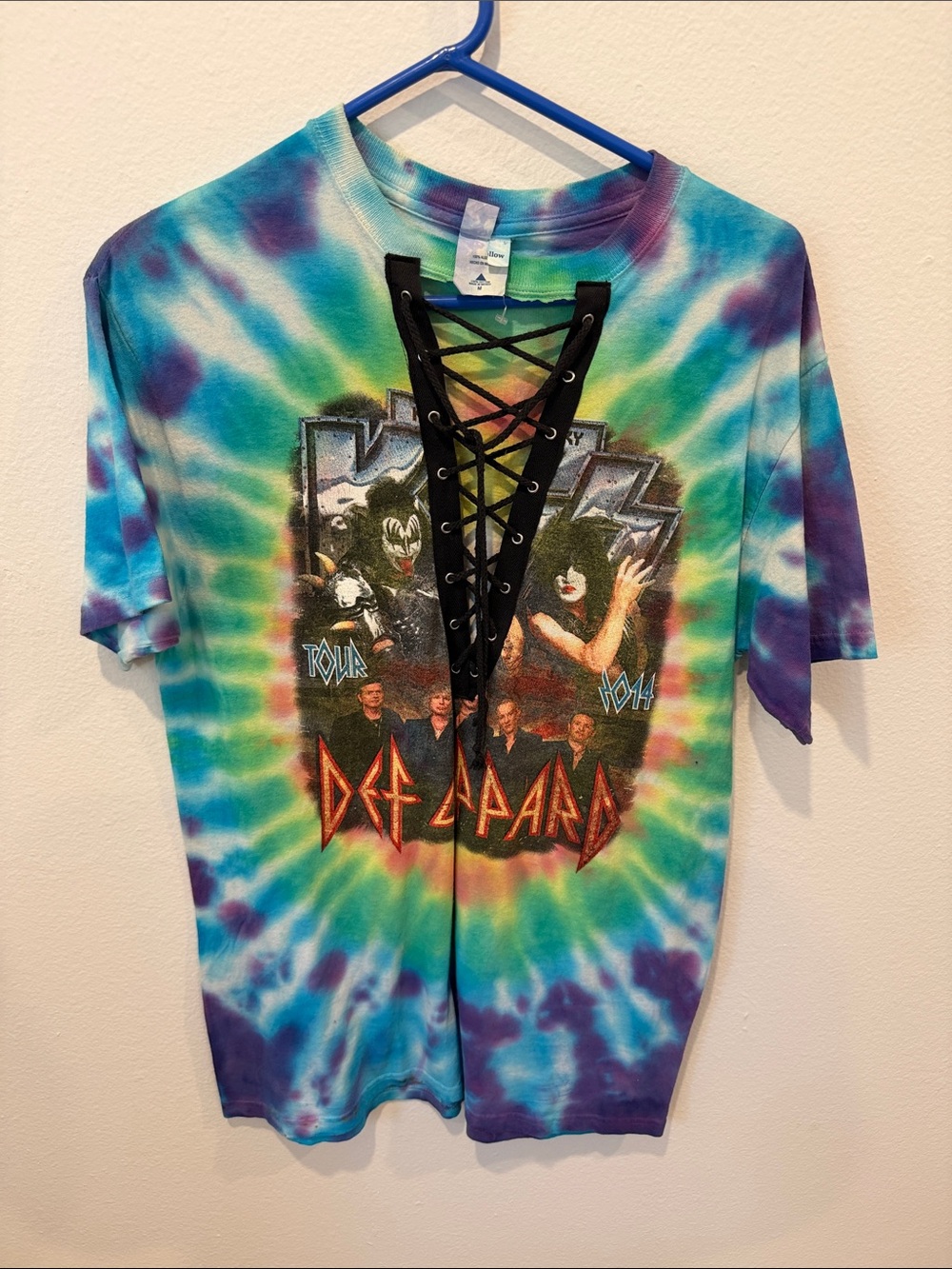Def Leppard Tie-Dye Lace-Up Kids Tee - Multicolor